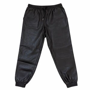 Scoop Black Faux Leather Joggers Small Elastic Waist Pants